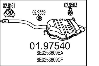 MTS 01.97540 Глушитель выхлопных газов  для AUDI A4 (Ауди А4)