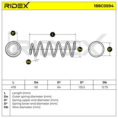 пружина за ходовата част RIDEX 188C0594