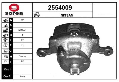EAI 2554009 Тормозной суппорт для NISSAN MAXIMA / MAXIMA QX IV (A32)