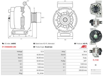 GENERATOR / ALTERNATOR AS-PL A4093 4