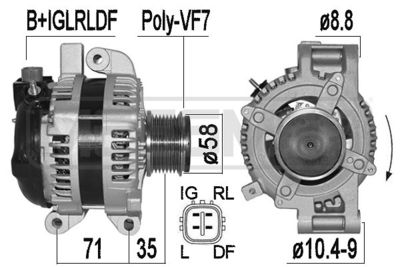 ERA 209517A Генератор для TOYOTA RAV 4 IV (_A4_) 2.2 D 4WD (ALA49)