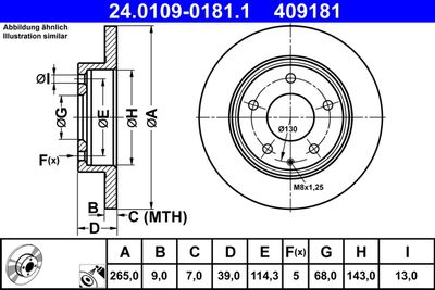 Тормозной диск ATE 24.0109-0181.1 для MAZDA CX-3