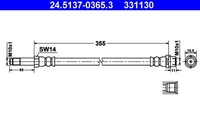 Тормозной шланг ATE 24.5137-0365.3 для MERCEDES-BENZ SPRINTER