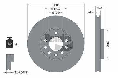 BDS1155HC BENDIX Braking Тормозной диск