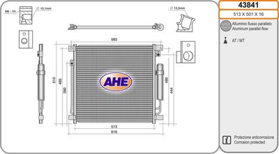 Конденсатор, кондиционер AHE 43841 для FIAT FULLBACK