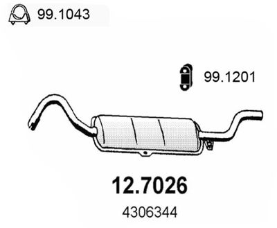 Глушитель выхлопных газов конечный ASSO 12.7026 для SEAT 124