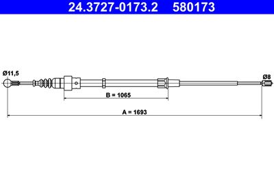 Тросик, cтояночный тормоз ATE 24.3727-0173.2 для VW NEW