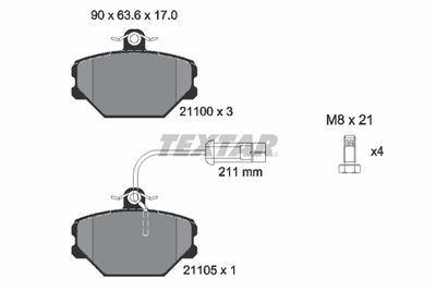 Комплект тормозных колодок, дисковый тормоз TEXTAR 2110005 для FIAT MERENGO