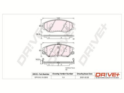 Комплект тормозных колодок, дисковый тормоз Dr!ve+ DP1010.10.0200 для SSANGYONG REXTON