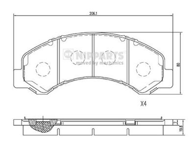 Комплект тормозных колодок, дисковый тормоз NIPPARTS N3609012 для ISUZU ELF