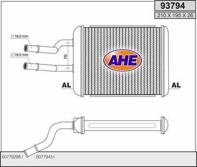Теплообменник, отопление салона AHE 93794 для ALFA ROMEO GTV