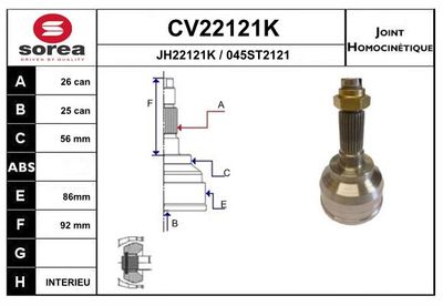 Sada kloubů, hnací hřídel EAI CV22121K