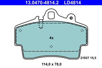 Комплект тормозных колодок, дисковый тормоз ATE 13.0470-4814.2 для PORSCHE CAYMAN
