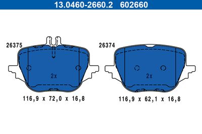 Brake Pad Set, disc brake 13.0460-2660.2