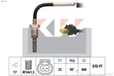 czujnik, temperatura spalin KW 422 133