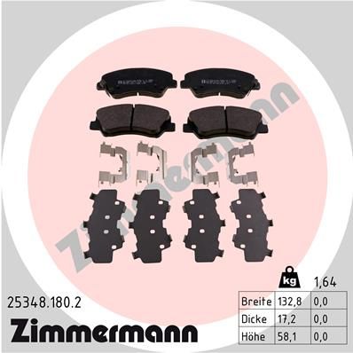 Комплект тормозных колодок, дисковый тормоз ZIMMERMANN 25348.180.2 для KIA STONIC