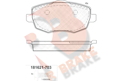 Комплект тормозных колодок, дисковый тормоз R BRAKE RB1621-703 для LANCIA YPSILON