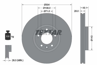Тормозной диск TEXTAR 92232305 для OPEL GRANDLAND