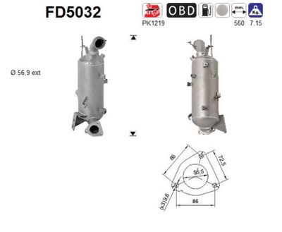 Filtr sadzy / filtr cząstek stałych, układ wydechowy AS 95526824