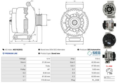 GENERATOR / ALTERNATOR AS-PL A0210SEG 4