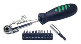 Laser Tools 3-Way Angled Head Screwdriver & 10 Bits