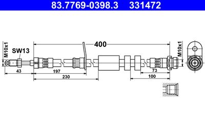 Тормозной шланг ATE 83.7769-0398.3 для FORD GRAND