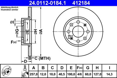 Тормозной диск ATE 24.0112-0184.1 для FIAT GRANDE