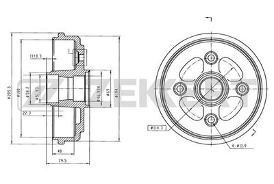 Тормозной барабан ZEKKERT BS-6185 для CHEVROLET SPARK