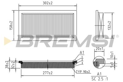 Воздушный фильтр BREMSI FA1382 для FIAT UNO