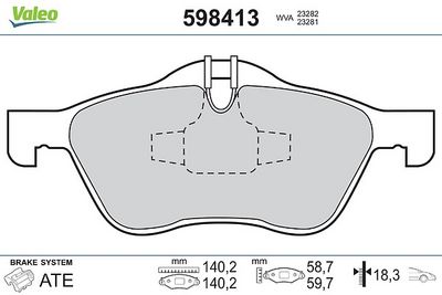 комплект спирачно феродо, дискови спирачки VALEO 598413