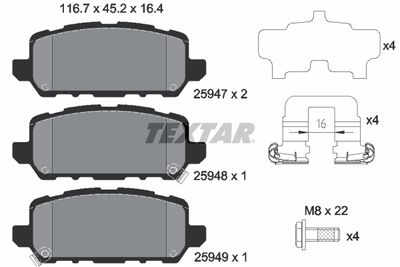 Комплект тормозных колодок, дисковый тормоз TEXTAR 2594701 для HONDA HR-V