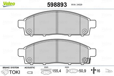 Комплект тормозных колодок, дисковый тормоз VALEO 598893 для FIAT FULLBACK