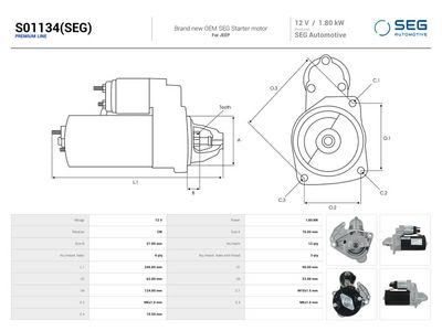 Käynnistinmoottori STAR S01134(SEG) – CHRYSLER, FIAT