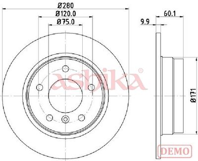 спирачен диск ASHIKA 61-00-0107C