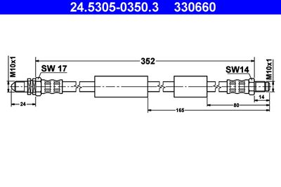 Тормозной шланг ATE 24.5305-0350.3 для FORD PUMA