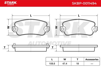 комплект спирачно феродо, дискови спирачки STARK SKBP-0011494