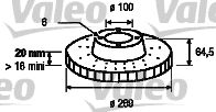 Тормозной диск VALEO 186547 для VW TARO
