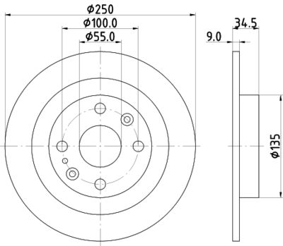 Тормозной диск HELLA 8DD 355 103-191 для MAZDA MX-5