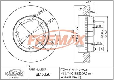 Тормозной диск FREMAX BD-5028 для DODGE RAM