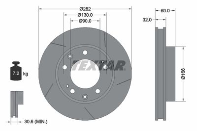 Тормозной диск TEXTAR 92033200 для PORSCHE 928