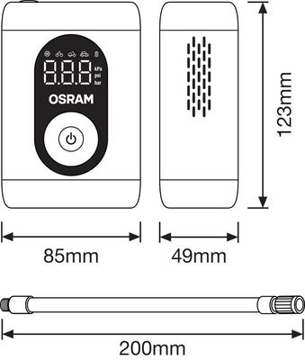 Tester/plnička stlačeného vzduchu v pneumatikách ams-OSRAM OTIR1600ESN