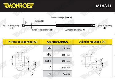 GASFEDER KOFFER-/LADERAUM MONROE ML6321 4