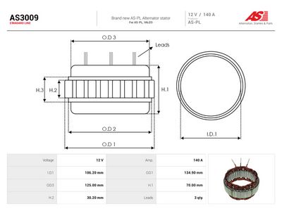 AS-PL - Stator, generátor , AS3009