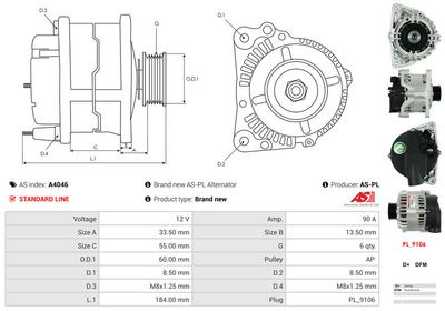 GENERATOR / ALTERNATOR AS-PL A4046 4