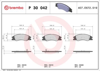 BREMBO Remblokkenset, schijfrem PRIME LINE (P 30 042)