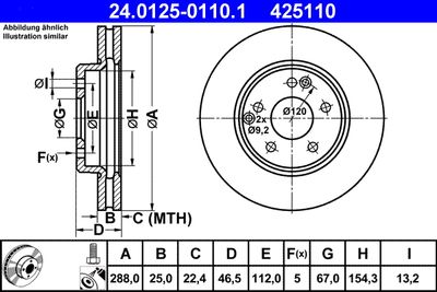 Тормозной диск ATE 24.0125-0110.1 для MERCEDES-BENZ SLK
