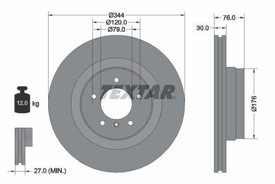 TEXTAR 92185103 Тормозные диски  для LAND ROVER RANGE ROVER III (L322) 3.6 D 4x4
