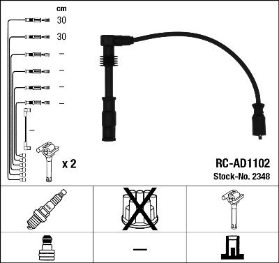 Комплект проводов зажигания NGK 2348 для AUDI CABRIOLET