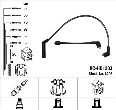 Комплект проводов зажигания NGK 6206 для HYUNDAI H-1