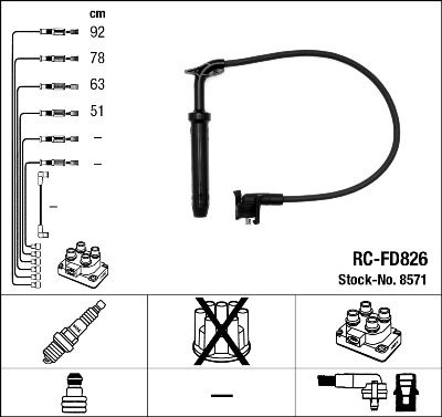 Комплект проводов зажигания NGK 8571 для FORD ESCORT